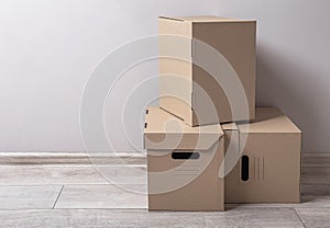 Empty room with cardboard boxes.