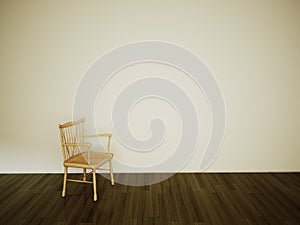 Empty room chair on white wall