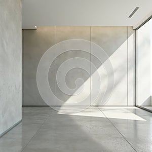 Empty room with concrete wall and sunlight