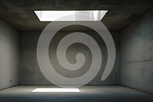 Empty room gray cement wall texture strong skylight generative ai