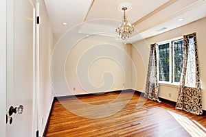 Empty room interior with coffered ceiling
