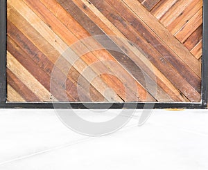 Empty room interior,Grunge diagonal wood plank wall and concrete