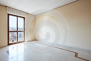 Empty room interior with marble floor
