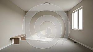 Empty Room Interior Mockup, Bench, Window, Modern Minimalist Design