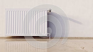 Empty room interior with white heater radiator