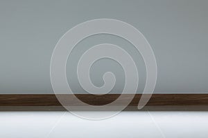 Empty room interior, white tile floor and white mortar wall