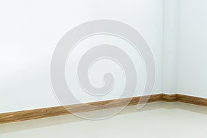 Empty room interior, white tile floor and white wall