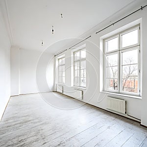 Empty Room Isolated on White Background