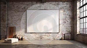 Empty Room With Large Canvas 8k Resolution, White And Bronze, Rustic Charm