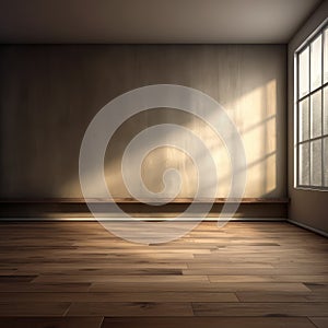 Empty Room With Large Window and Wooden Floor