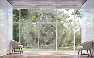 Empty room modern space with nature view 3d rendering image photo