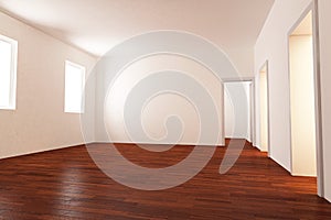 Empty room with parquet floor