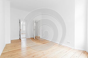 Empty room with parquet floor photo