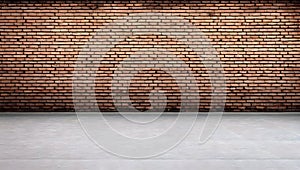 Empty room with red brick wall textured background