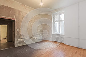 Empty room renovation concept - before and after - photo