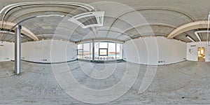 Empty room without repair. full seamless spherical hdri panorama 360 degrees in interior of white loft
