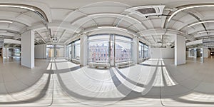 Empty room with repair. full seamless spherical hdri panorama 360 degrees in interior of white room for office or store with huge