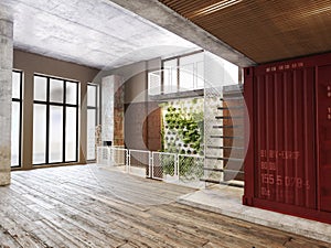 Empty room of residence with an atrium photo