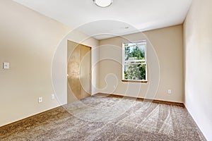 Empty room in soft ivory with closet