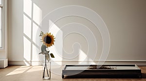 Empty Room With Sunflower: Minimalist Staging And Realistic Photography