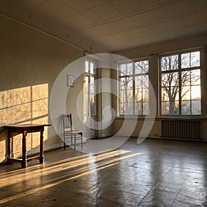 Empty room with sunlight