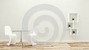 Empty room,two chairs and table,tropical modern empty room. 3D rendering