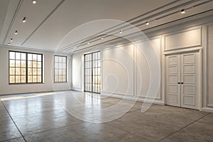Empty room with wall background 3D illustration