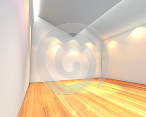 Empty room white wall with Ceiling serration