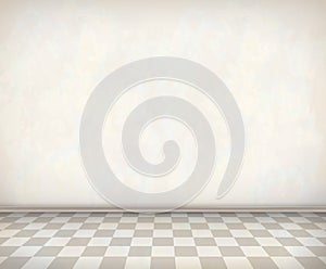 Empty Room White Wall Tile Floor