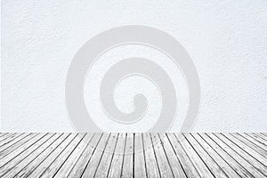 Empty room of white wall and wood floor