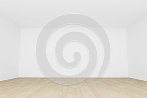 Empty room ,white wall with wood floor