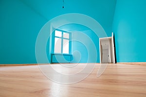 Empty room, wooden floor in new apartment