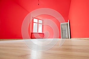 Empty room, wooden floor in new apartment