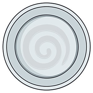 Empty round dinner plate simple kitchen dish vector illustration