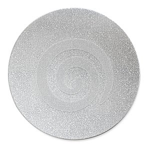 Empty Round Gray Rustic Plate Isolated Top View