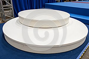 Empty Round White Platforms on Blue Background