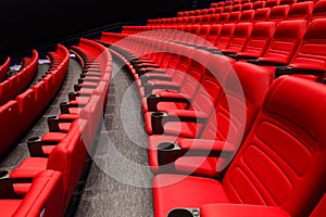 Empty rows of red theater