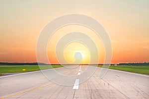 Empty runway with morning sunrise light firmament