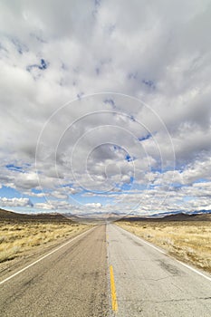 Empty rural paved road in the Nevada desert