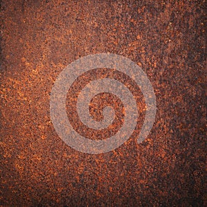 Empty rusty metal plate, old iron background