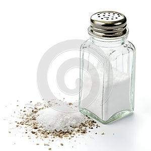 Empty Salt Bottle Isolated on White Background