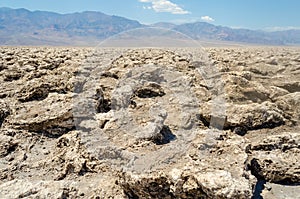 The empty salt pan of Devil's Golf Course in Death Valley, Calif