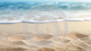 empty sand beach and seashore waves background with copy space