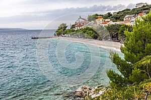 Empty Sandy Beach Near Promajna, Makarska, Dalmatia, Croatia