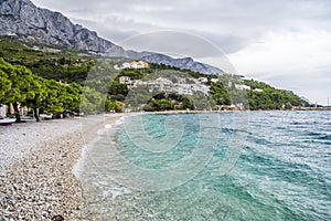 Empty Sandy Beach Near Promajna, Makarska, Dalmatia, Croatia