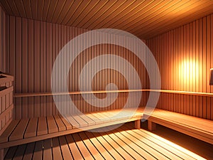 Empty sauna interior. Relax in a hot sauna, AI Generated