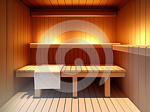 Empty sauna interior. Relax in a hot sauna, AI Generated