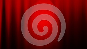 Empty scene with a red curtain and spotlights. Show, performance, concert, background for banner, flyer and cover. Stock