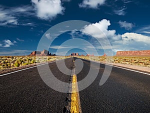 Empty scenic highway in Monument Valley