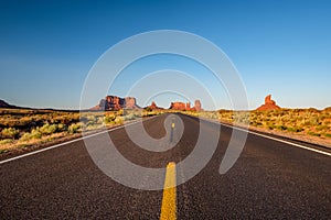 Empty scenic highway in Monument Valley